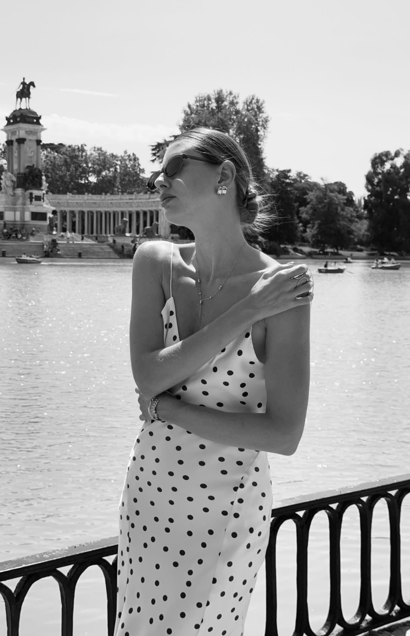 Mika Satin Polka Dot Midi Dress