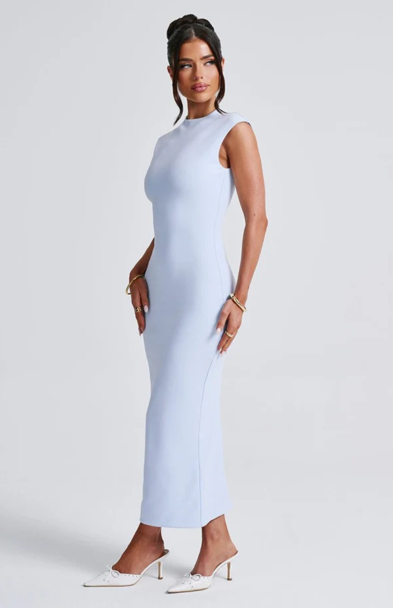 Jade Sculpt Midi Dress – Blue