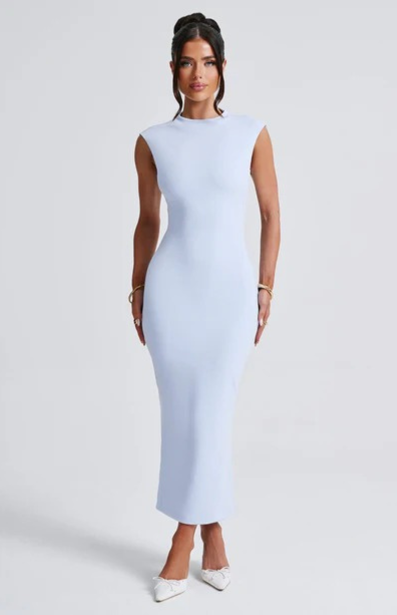 Jade Sculpt Midi Dress – Blue