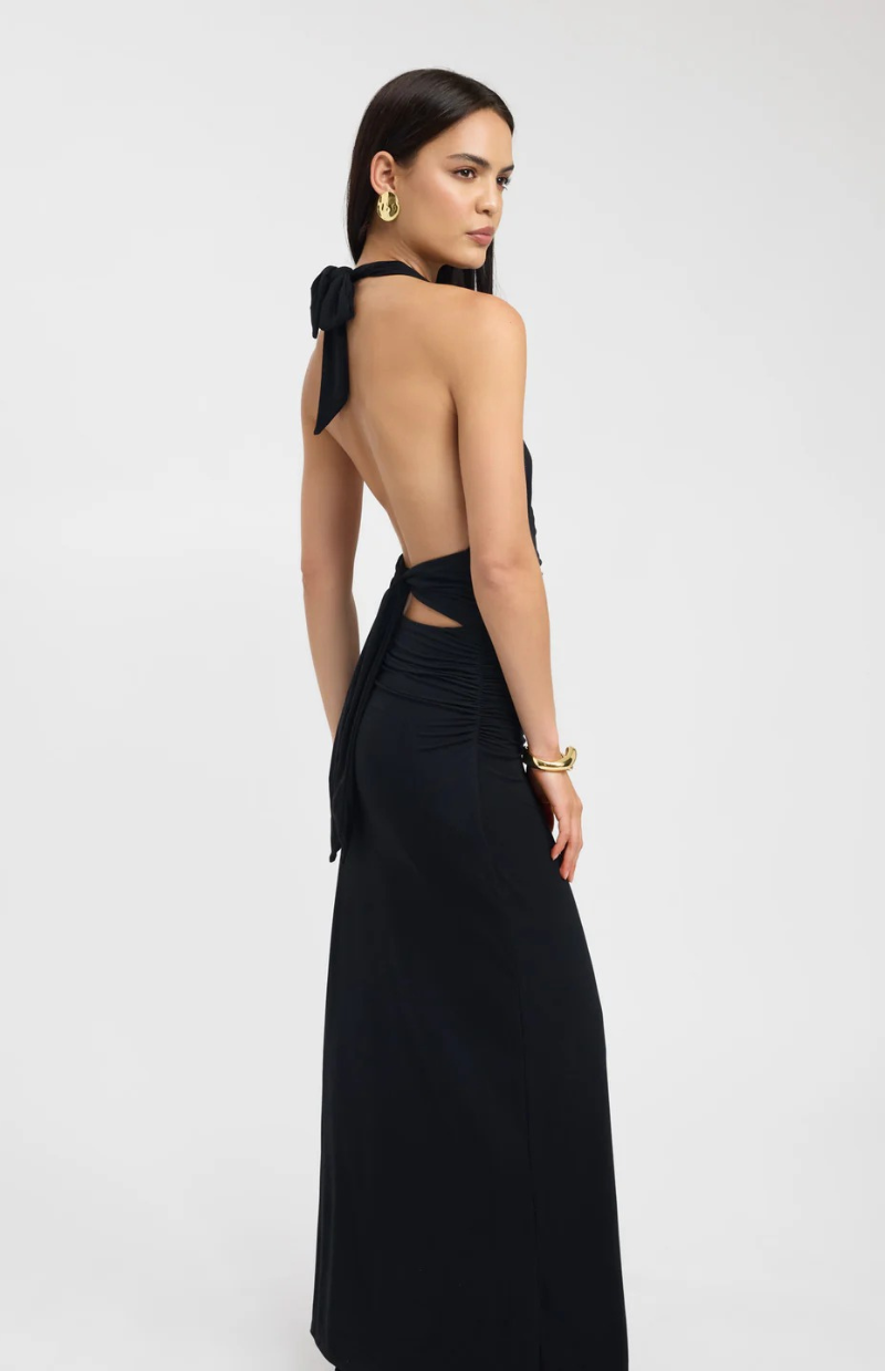 Lila Halter Tie-Back Maxi Dress