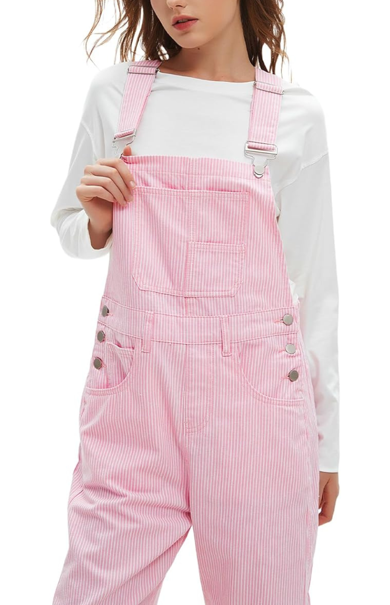Lila’s Striped Barrel Overalls