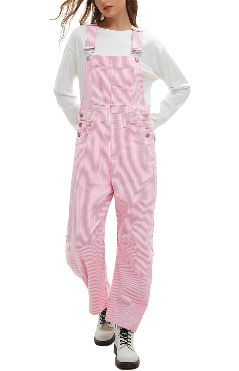 Lila’s Striped Barrel Overalls