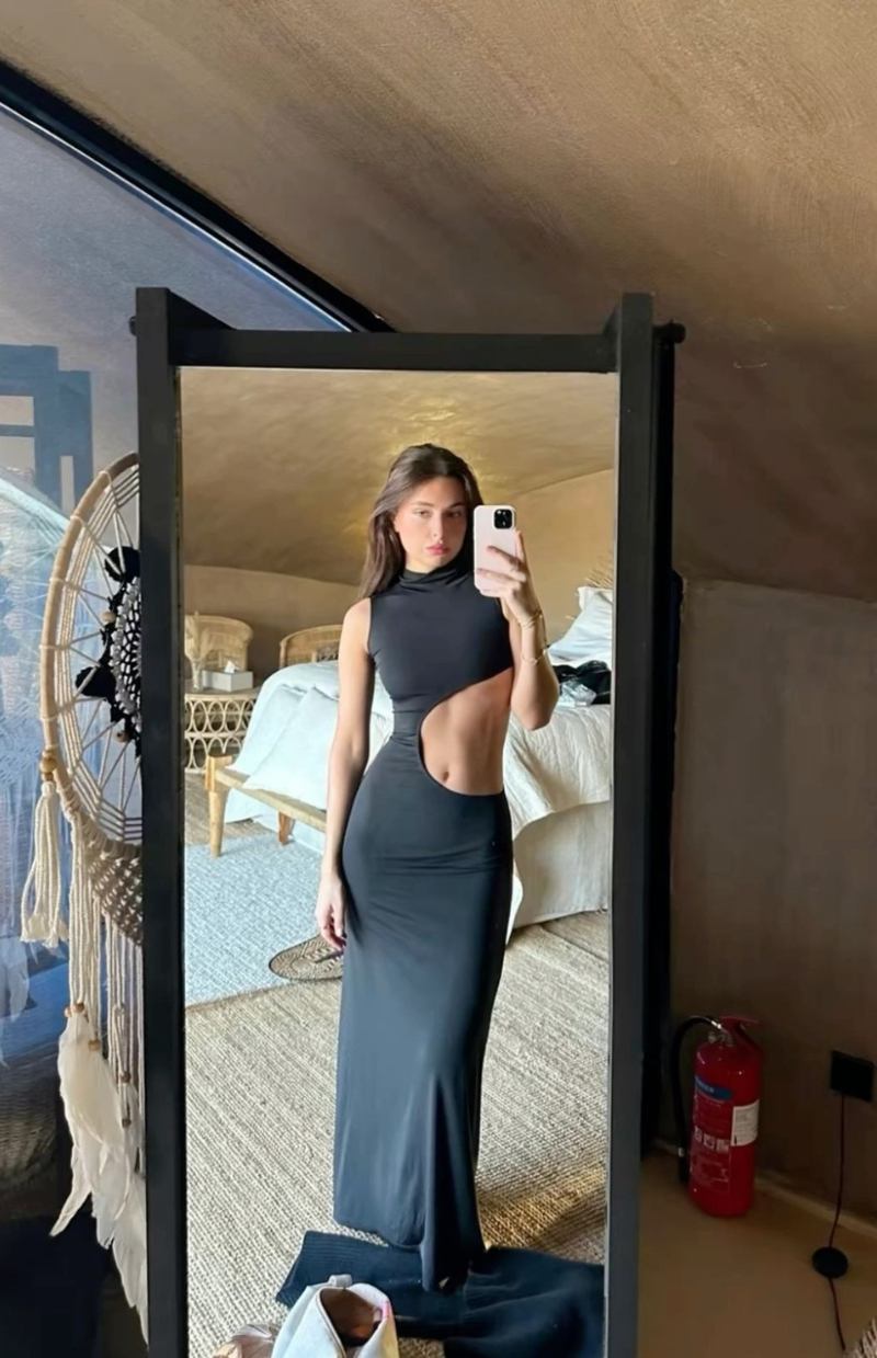 Noir Wave Cut-Out Maxi Dress