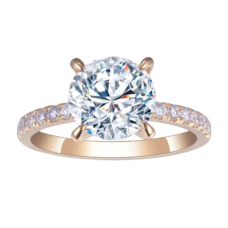 2.6Ct Round Engagement 18k Yellow Gold Lab Diamond Ring