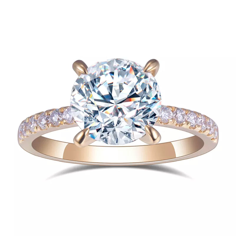 2.6Ct Round Engagement 18k Yellow Gold Lab Diamond Ring