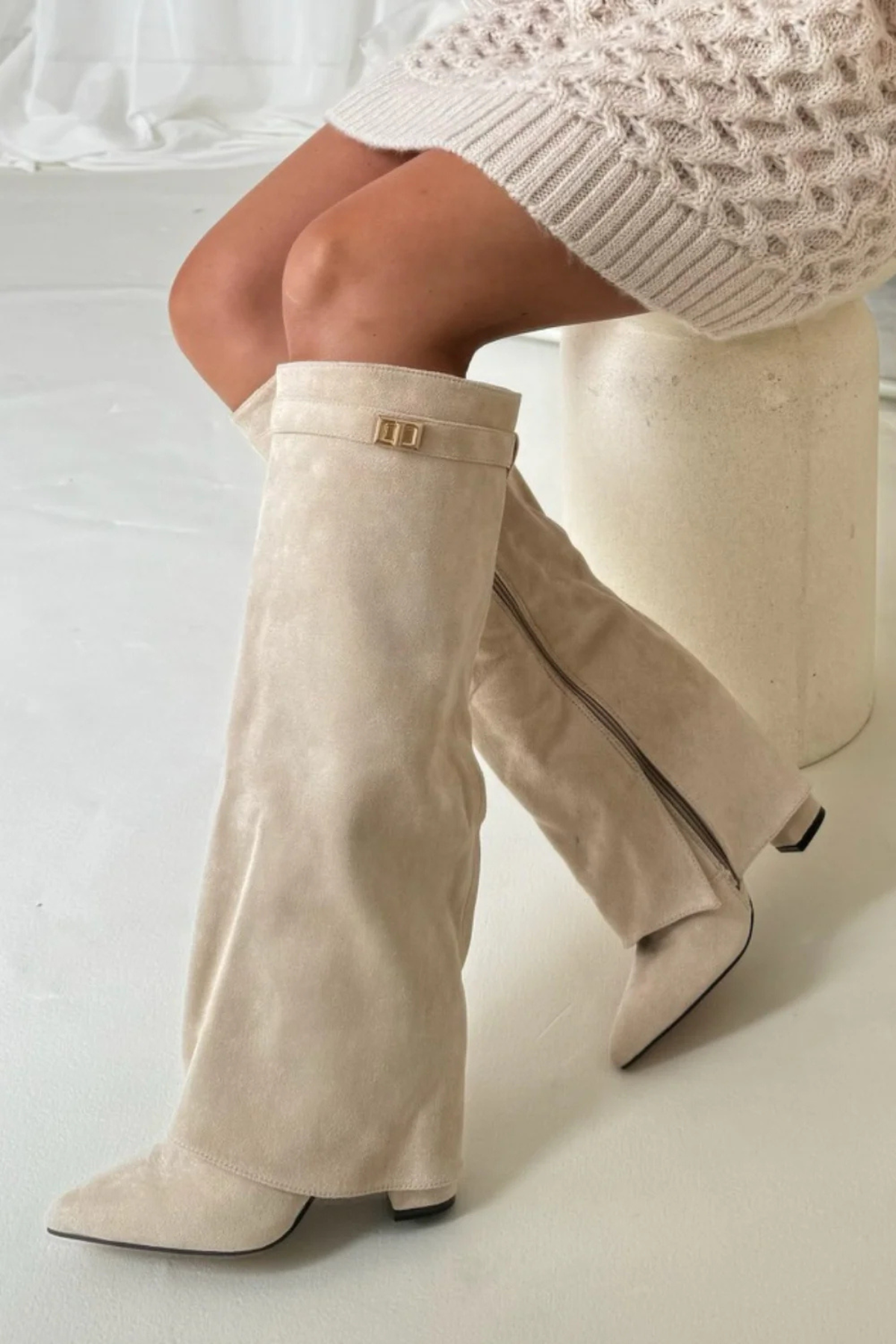 VELORA Fold-Over Knee Boots