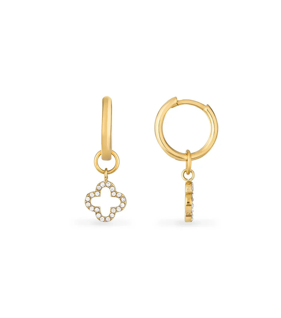 Clover Huggie Hoops (Gold)