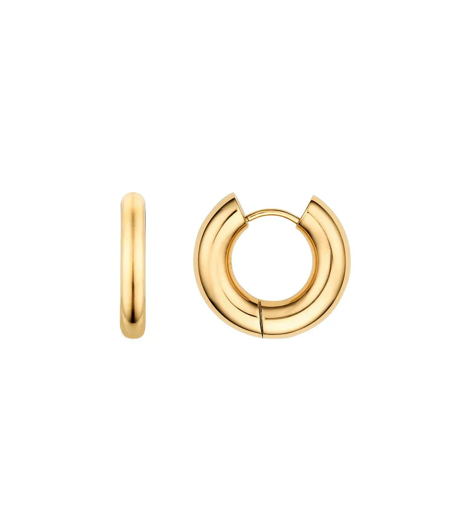 Small Chunky Huggie Hoop Earrings (Gold)