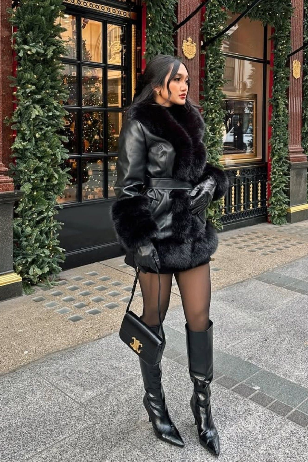 Donna Faux Fur Belted Coat