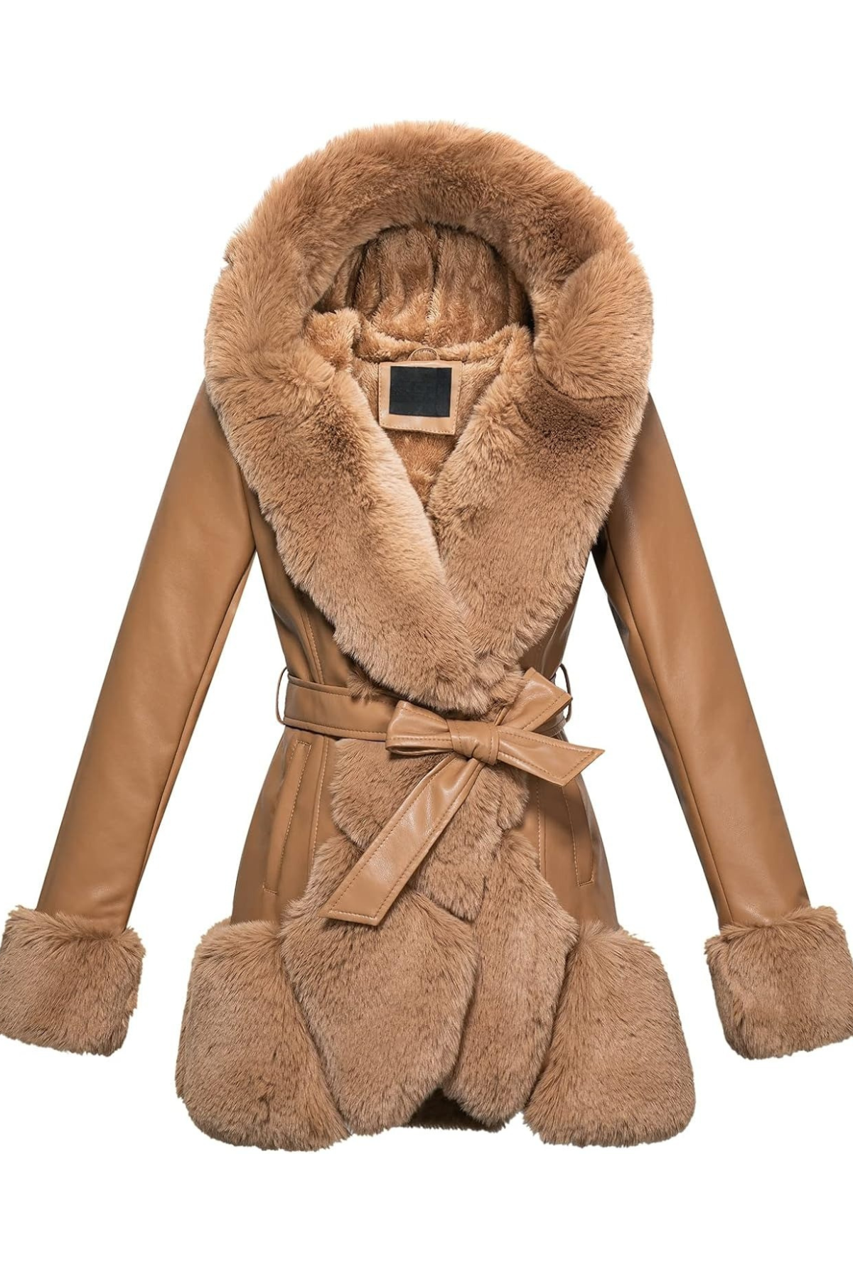 Donna Faux Fur Belted Coat