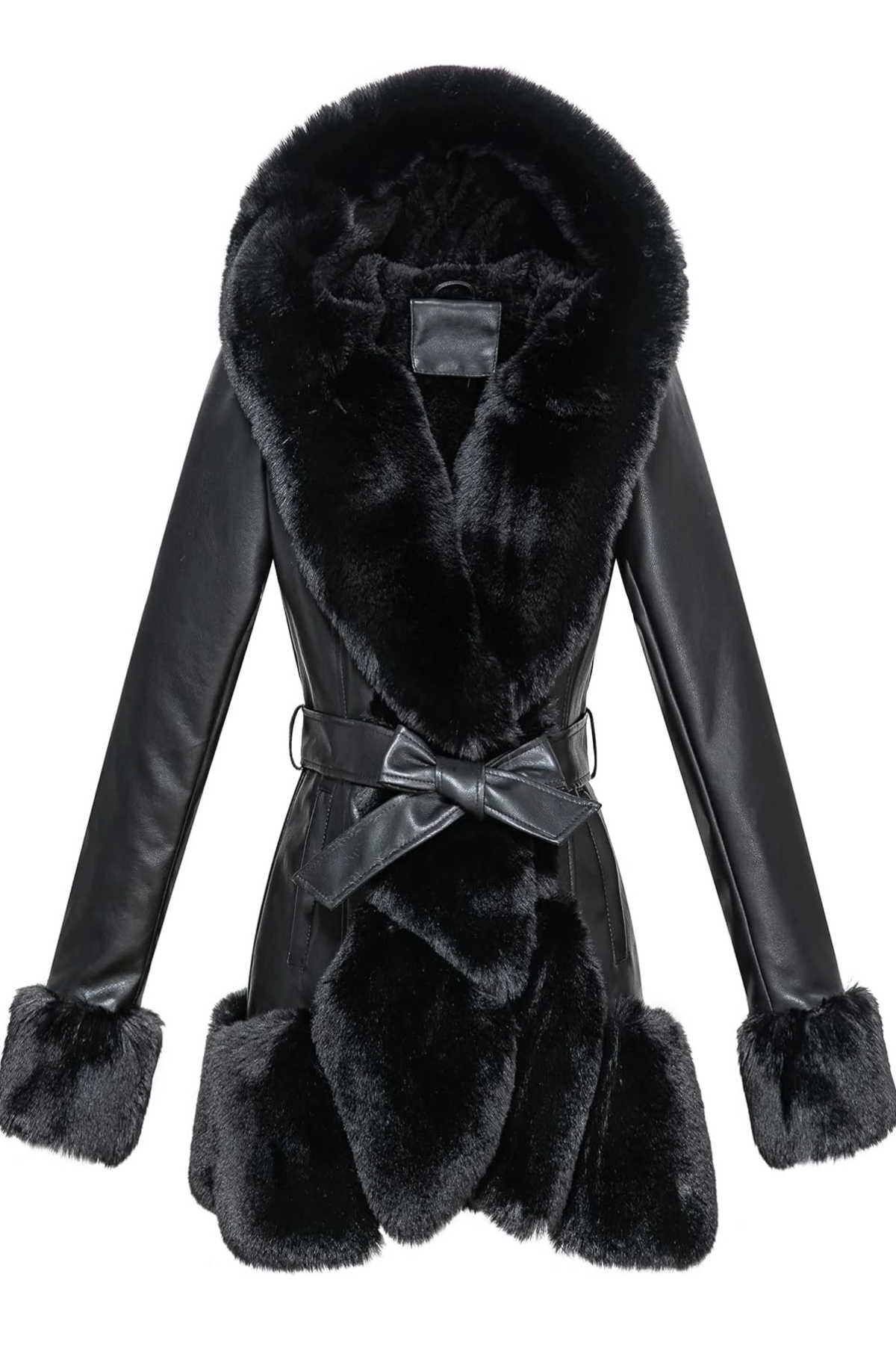Donna Faux Fur Belted Coat