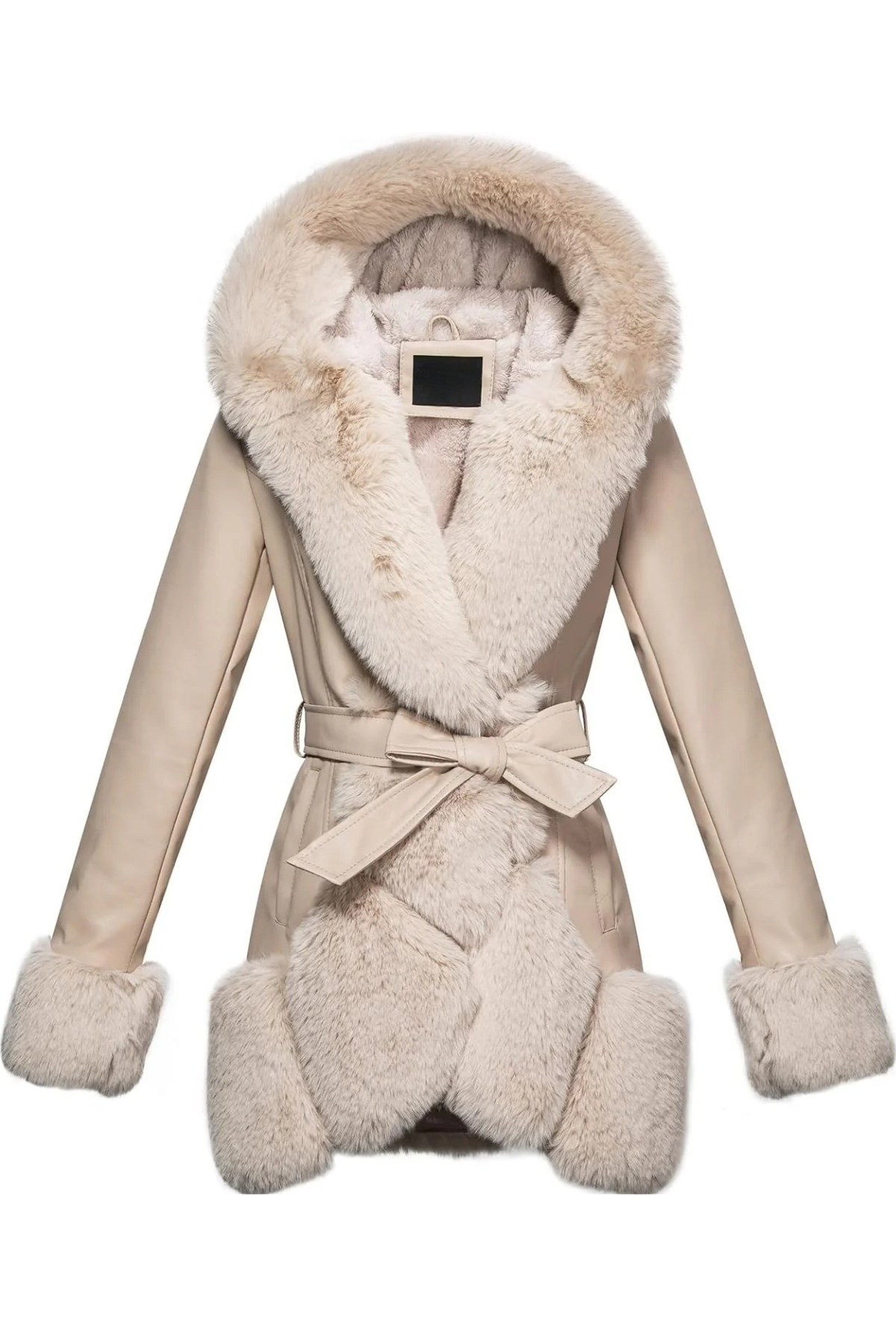 Donna Faux Fur Belted Coat