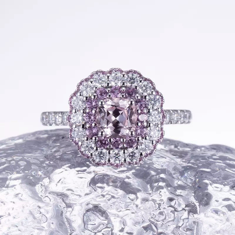 14k Solid Gold Pink Sapphire Engagement Ring