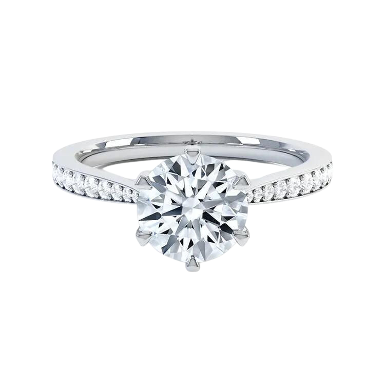 Designer 18k Gold Round Brilliant Cut Lab Grown Diamond Engagement Ring