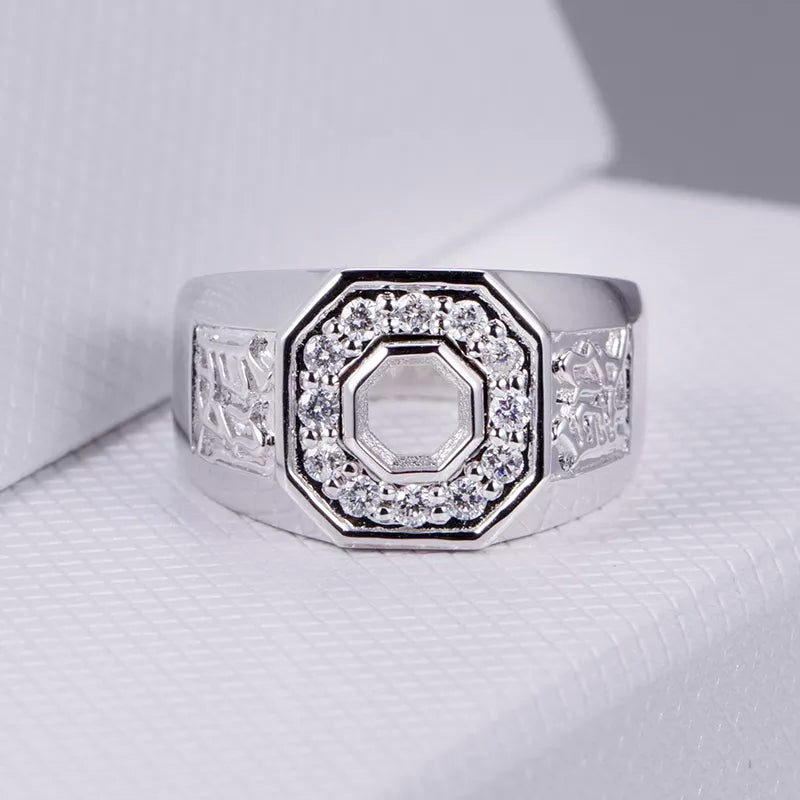 14k Solid Gold Natural Diamond Ring Luxury Style