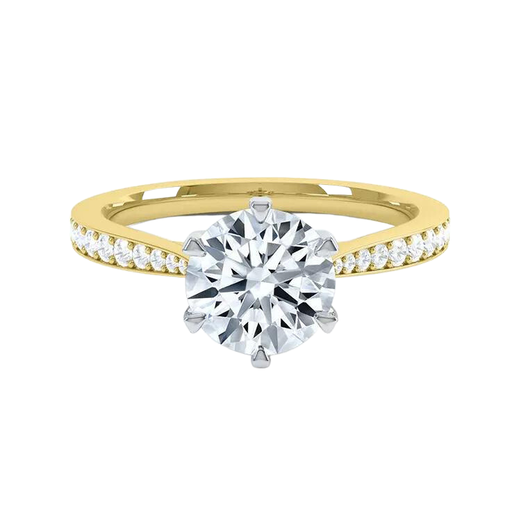 Designer 18k Gold Round Brilliant Cut Lab Grown Diamond Engagement Ring