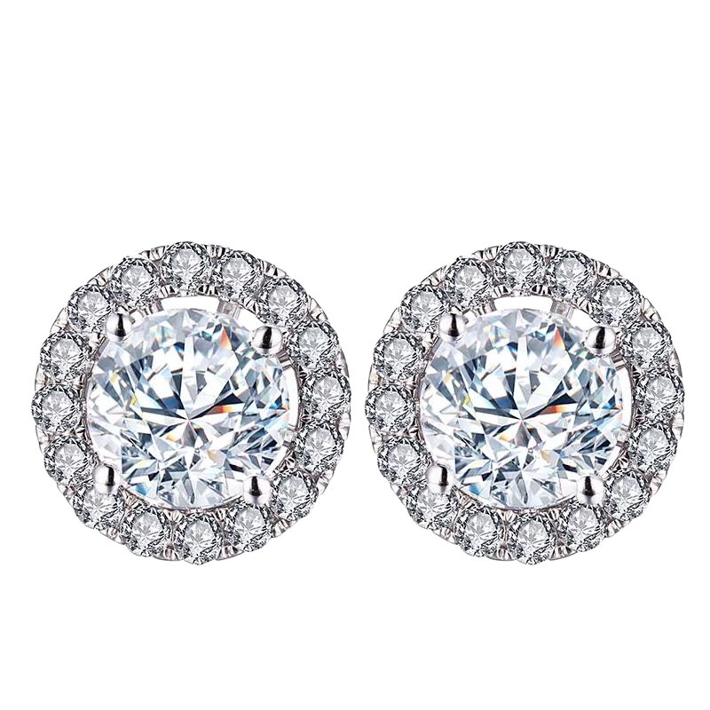 Round Cut 0.83ct D VS2 3EX 18k White Gold Diamond Stud Earrings