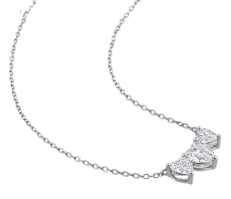 Luxurious Three Heart Diamond Necklace