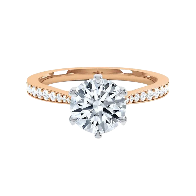 Designer 18k Gold Round Brilliant Cut Lab Grown Diamond Engagement Ring
