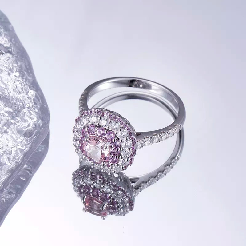 14k Solid Gold Pink Sapphire Engagement Ring