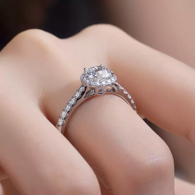 18k Gold 1Ct Halo Diamond Engagement Ring