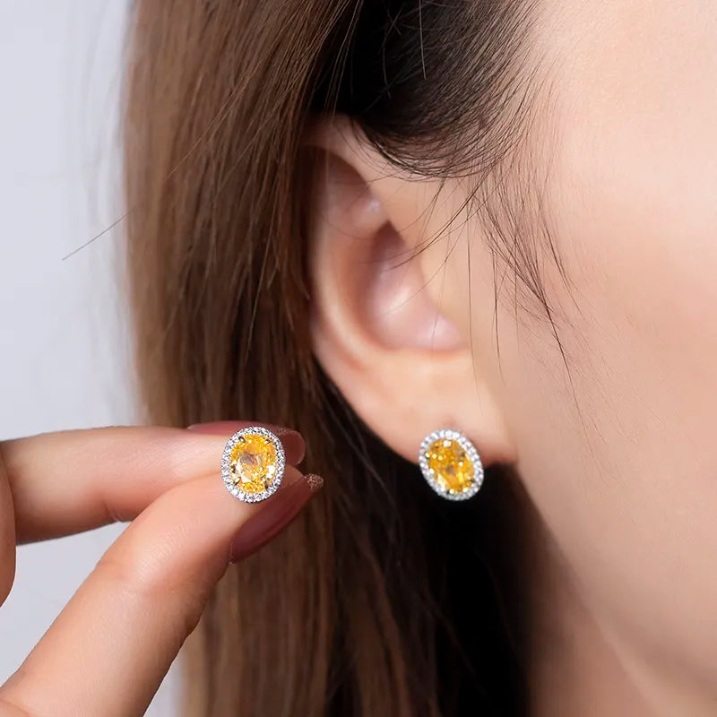 Silver Yellow Pear Brilliant Cut Cubic Zirconia Earrings