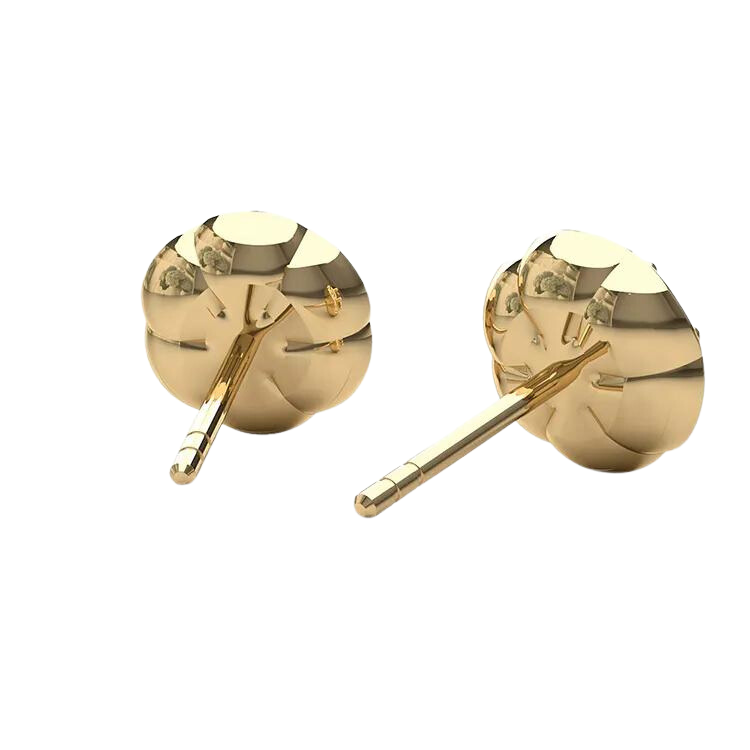 18k Gold Round Diamond Stud Earrings