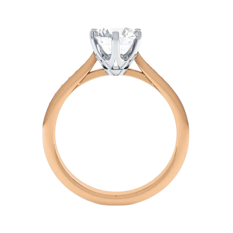 Designer 18k Gold Round Brilliant Cut Lab Grown Diamond Engagement Ring