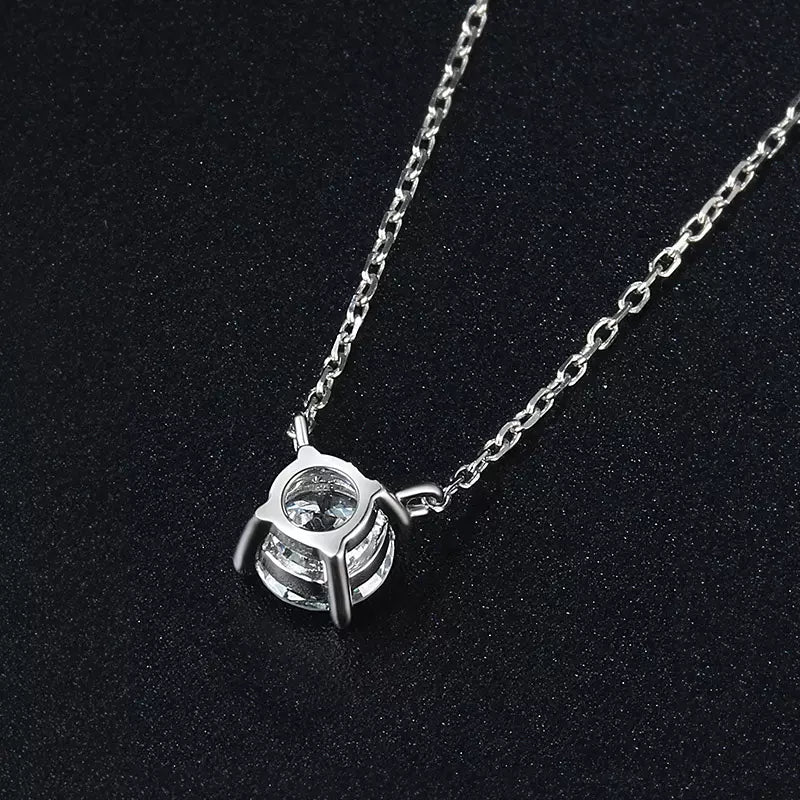 Lab Diamond Necklace 18K White Gold Round Cut