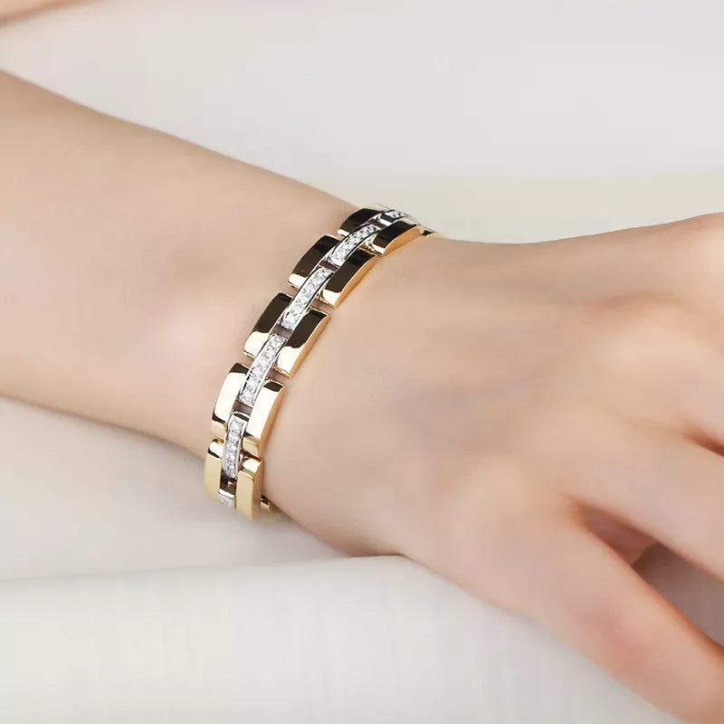 Lab Grown Round Cut Diamond 18k Gold Bracelet
