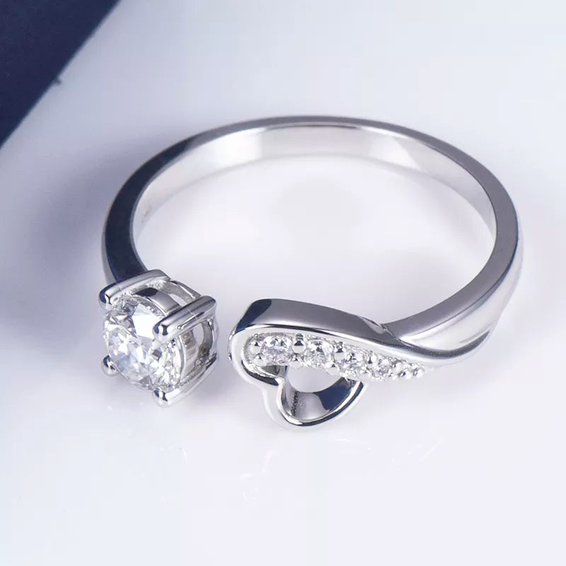 Round Design Sense 14k White Gold Lab Diamond Ring