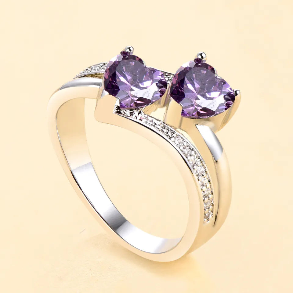 S925 Micro Pave Heart Silver Ring