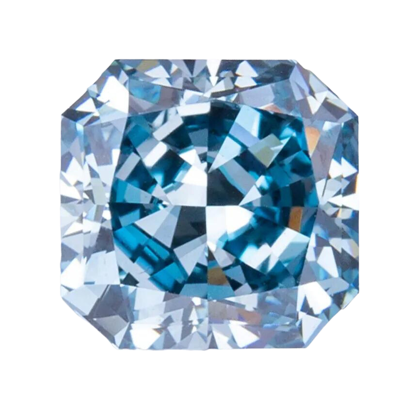 1.5ct Cornered Square VVS Fancy Intense Loose Green Blue HPHT Lab Created Diamond
