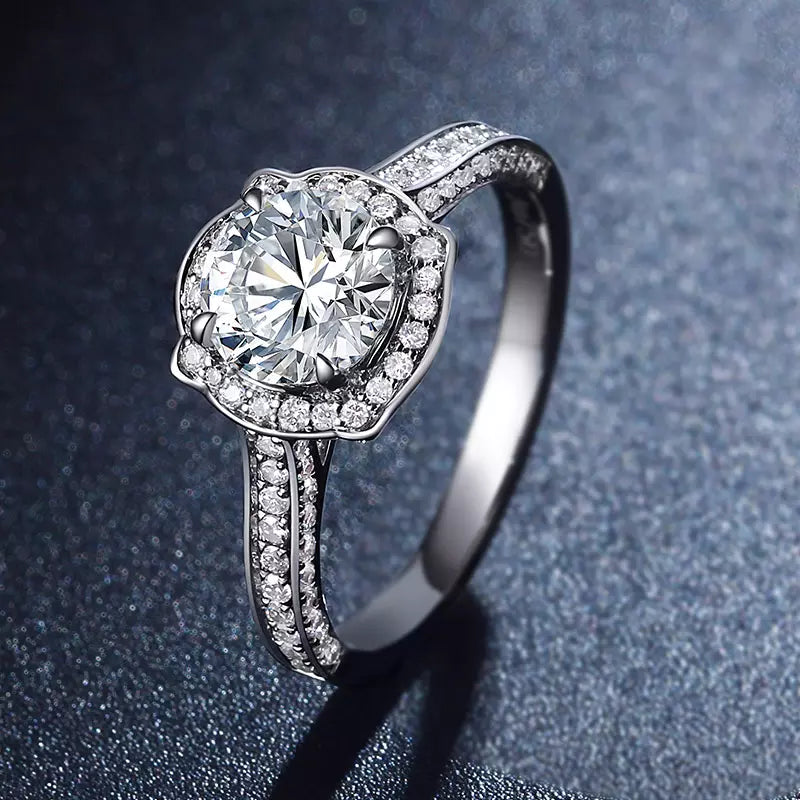 Designer Diamonds Engagement Ring 18k Solid White Gold