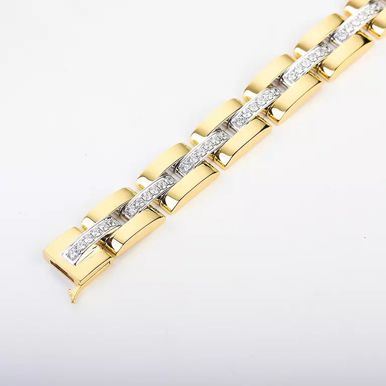 Lab Grown Round Cut Diamond 18k Gold Bracelet