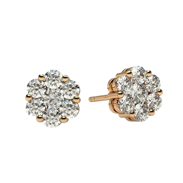 Luxury 18k Gold Dazzling Diamond Studs Earrings