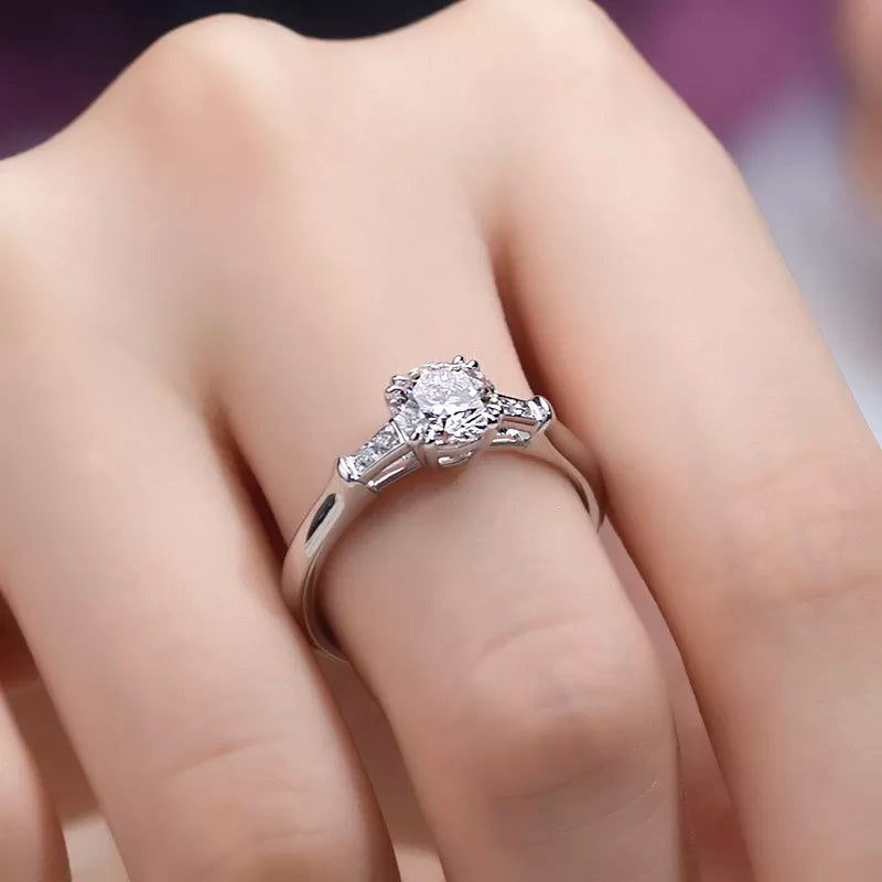 18k Gold 1Ct Diamond Cathedral Engagement Ring