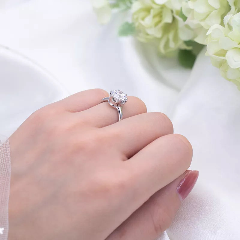 Round Engagement 14k White Gold Lab Diamond Ring