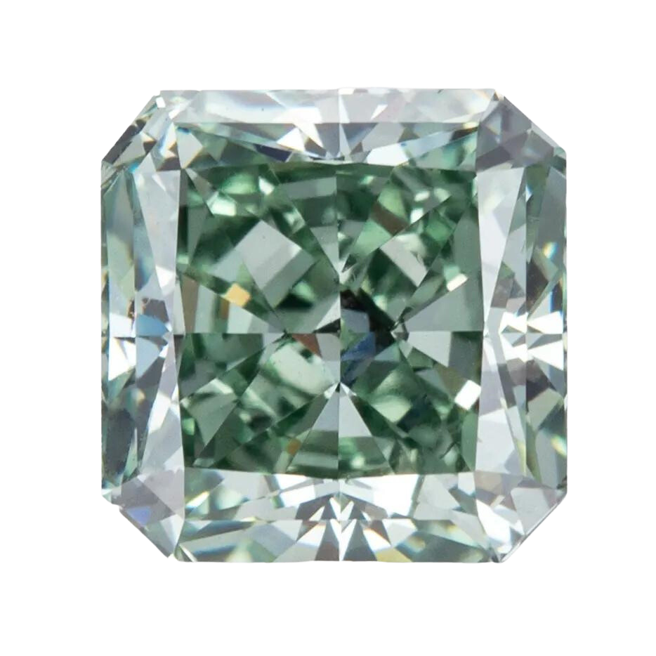 1.75CT Cut Cornered Square VS1 Loose CVD Lab Grown Yellowish Green Diamond