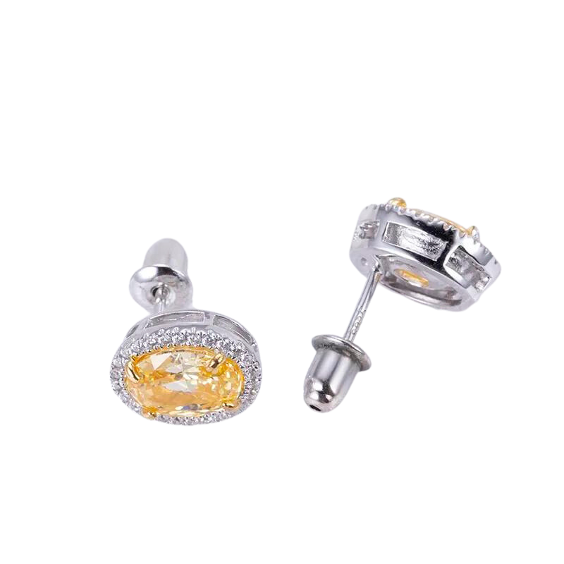 Silver Yellow Pear Brilliant Cut Cubic Zirconia Earrings