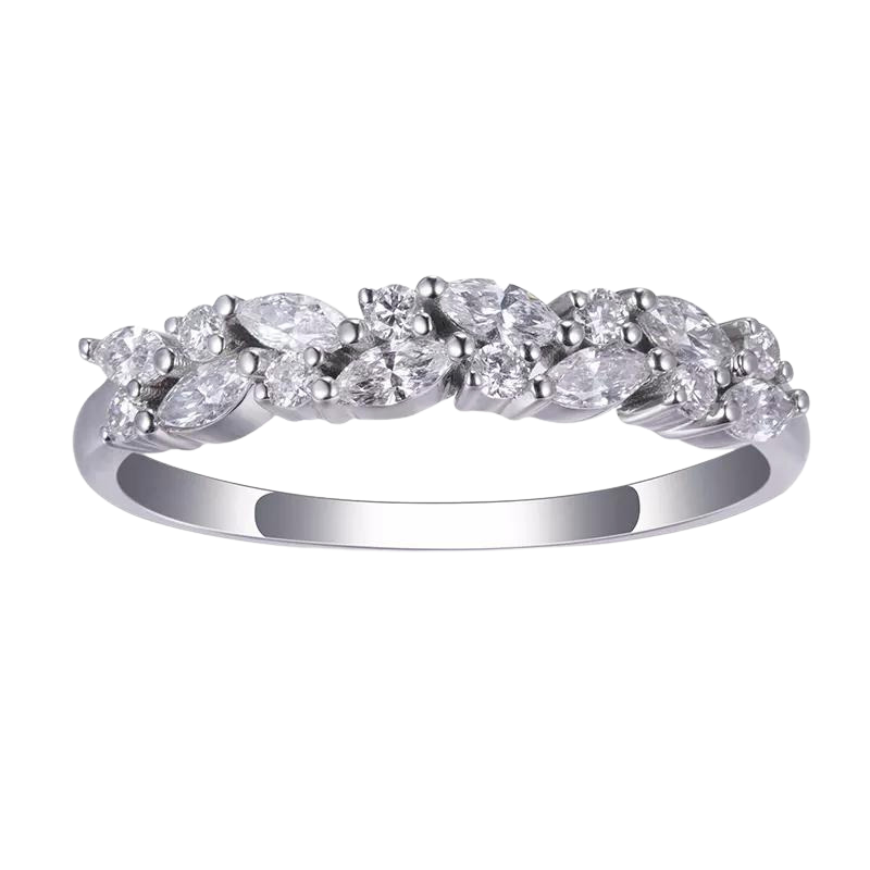 14k Gold Marquise Round Cut Diamond Ring