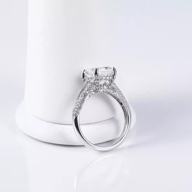 18K Gold Emerald Cut Diamond Engagement Ring