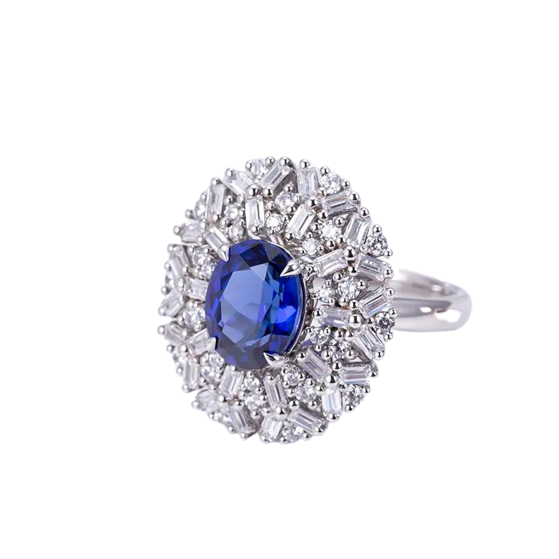 Stainless Cubic Zircon Diamond Flower Solid Silver Ring
