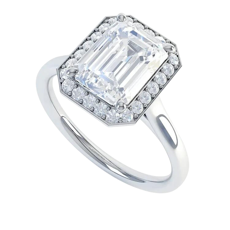 Fancy Emerald Shape Lab Grown Diamond Engagement Ring