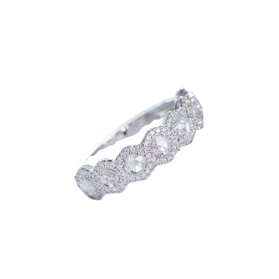 Natural White Diamond Gemstone 18k Gold Ring