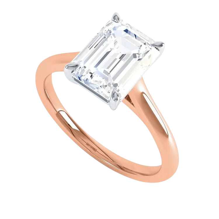 Emerald Cut Lab Grown Diamond Engagement Ring