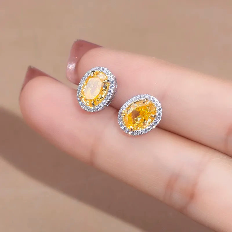 Silver Yellow Pear Brilliant Cut Cubic Zirconia Earrings