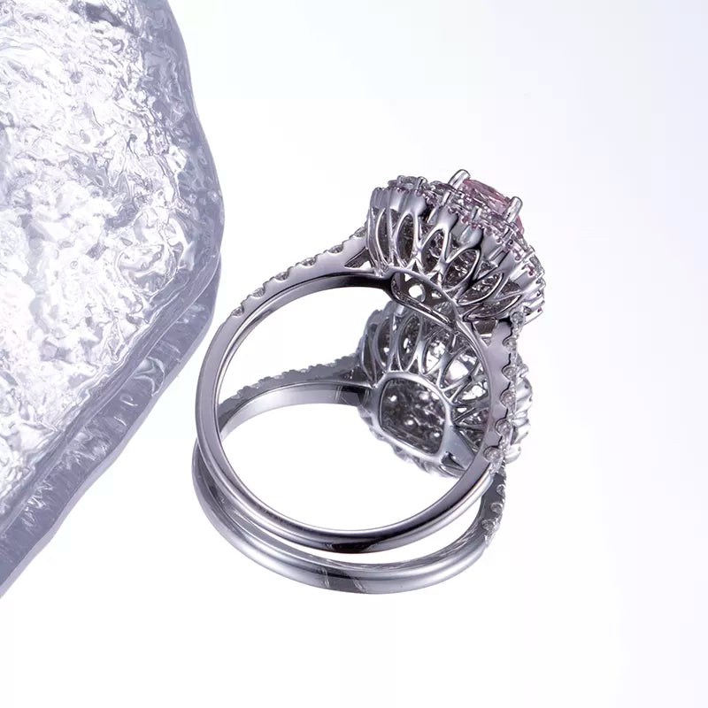 14k Solid Gold Pink Sapphire Engagement Ring