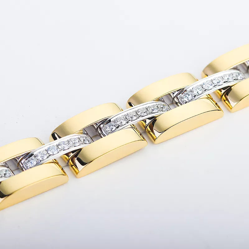 Lab Grown Round Cut Diamond 18k Gold Bracelet
