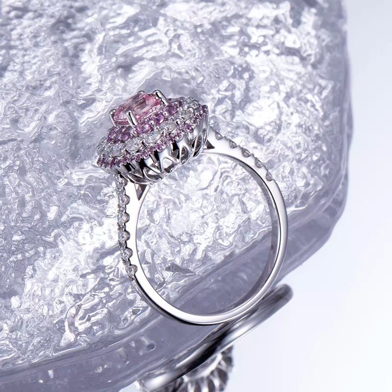 14k Solid Gold Pink Sapphire Engagement Ring